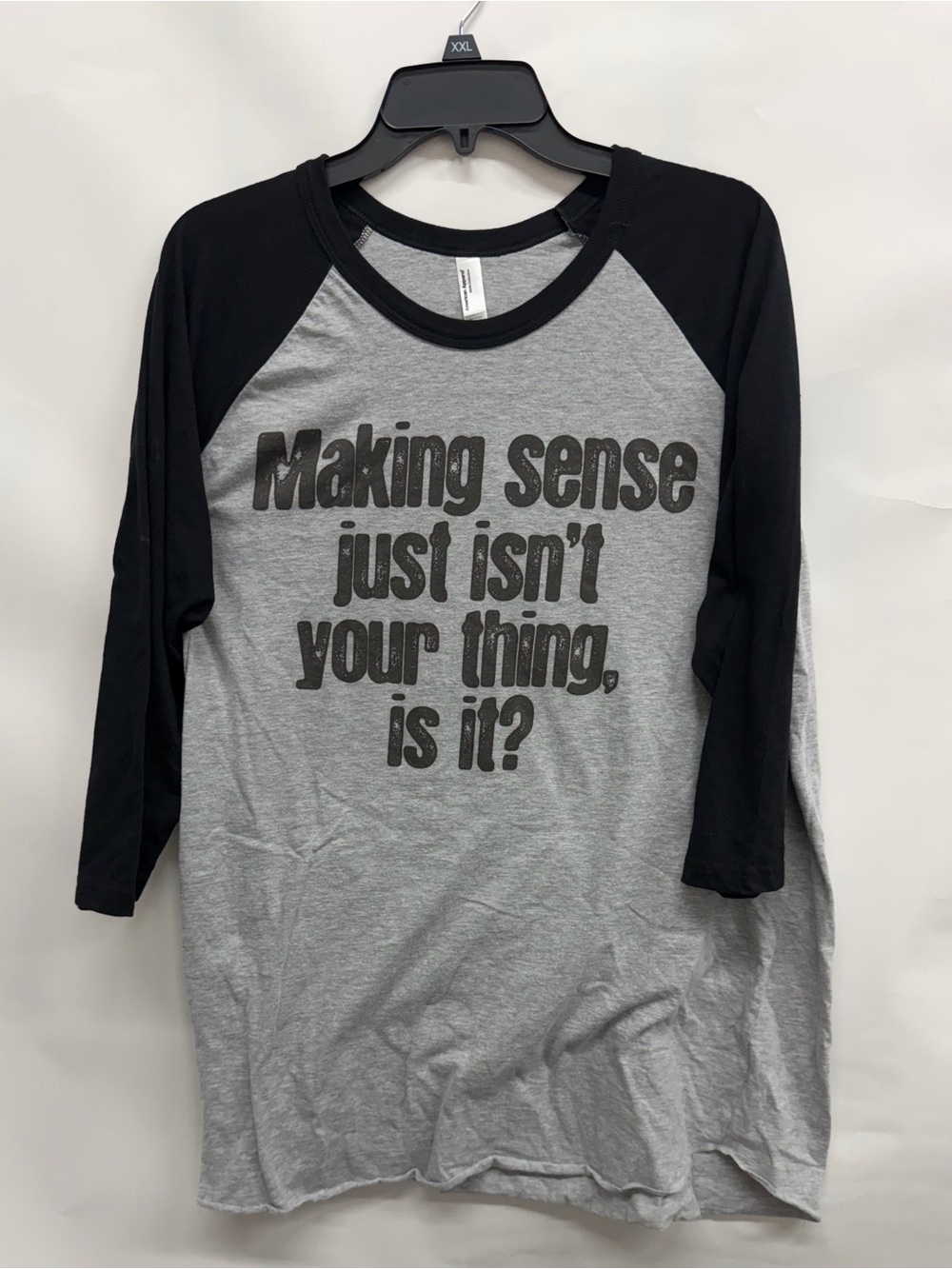 American Apparel Black & Gray Raglan Graphic Long Sleeve Tee